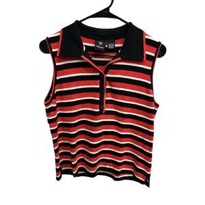 G Knitwear Womens Vintage Style Striped Polo Knit Top Size Large Retro Classic